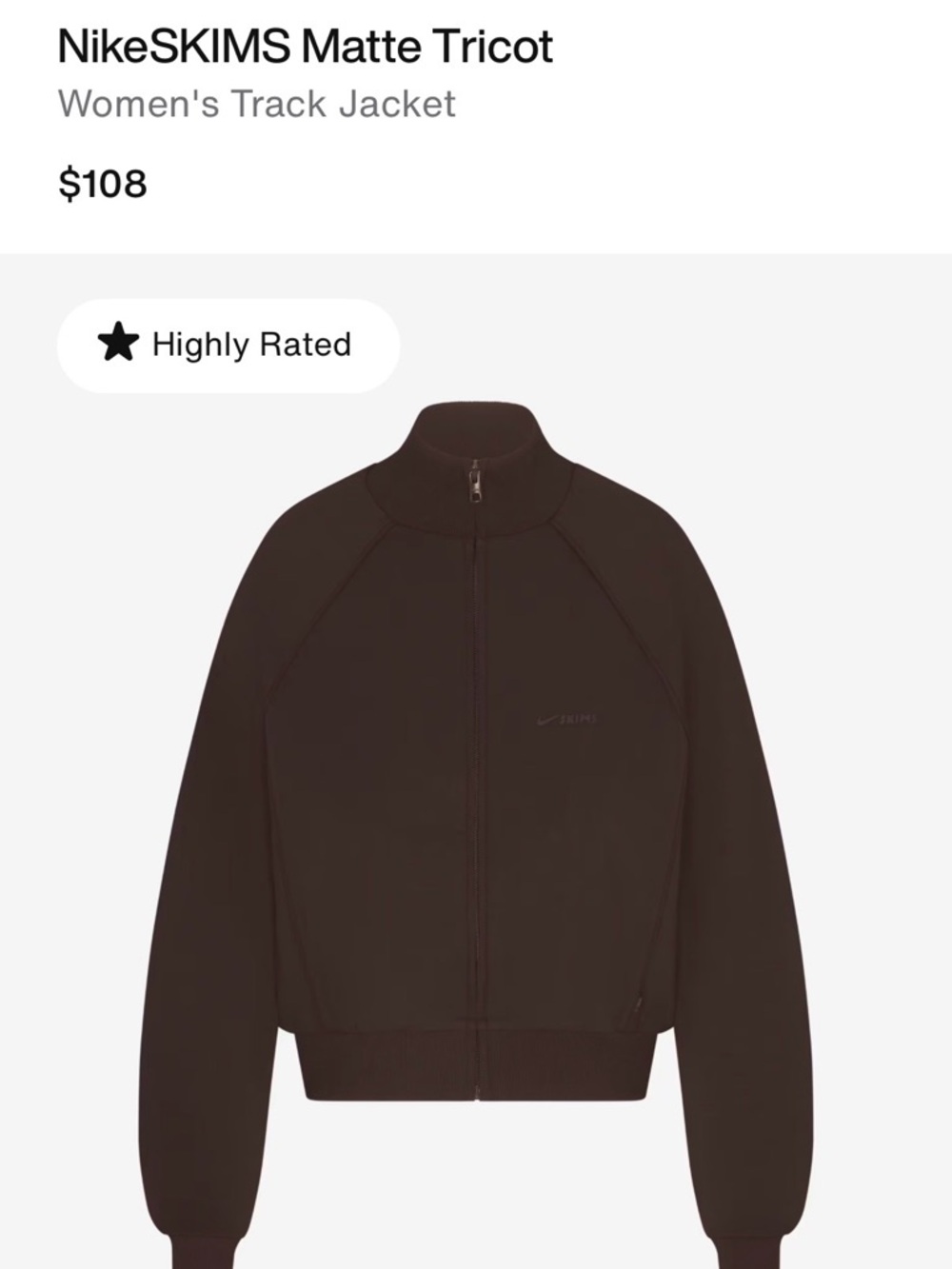 NikeSKIMS Matte Tricot Track Jacket sz S